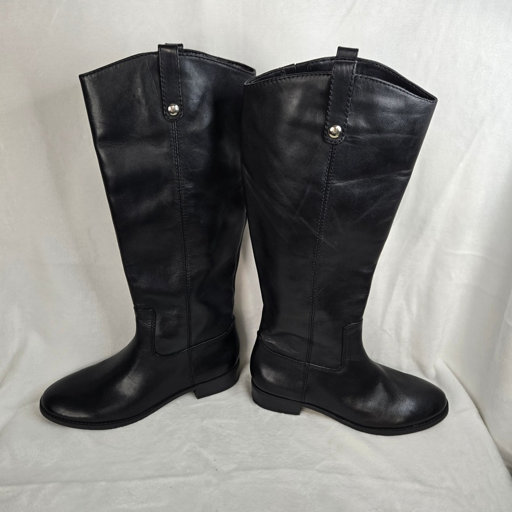 INC International Concepts Fawne Black Leather Tall Riding Boots Womens 9.5M - Picture 3 of 13